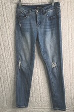 WBB Royalty Women's Jeans Size 8 Blue Denim Distressed Stretch Straight Leg