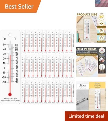 50 Pcs Mercury-Free Science Thermometers with Large Display for Students