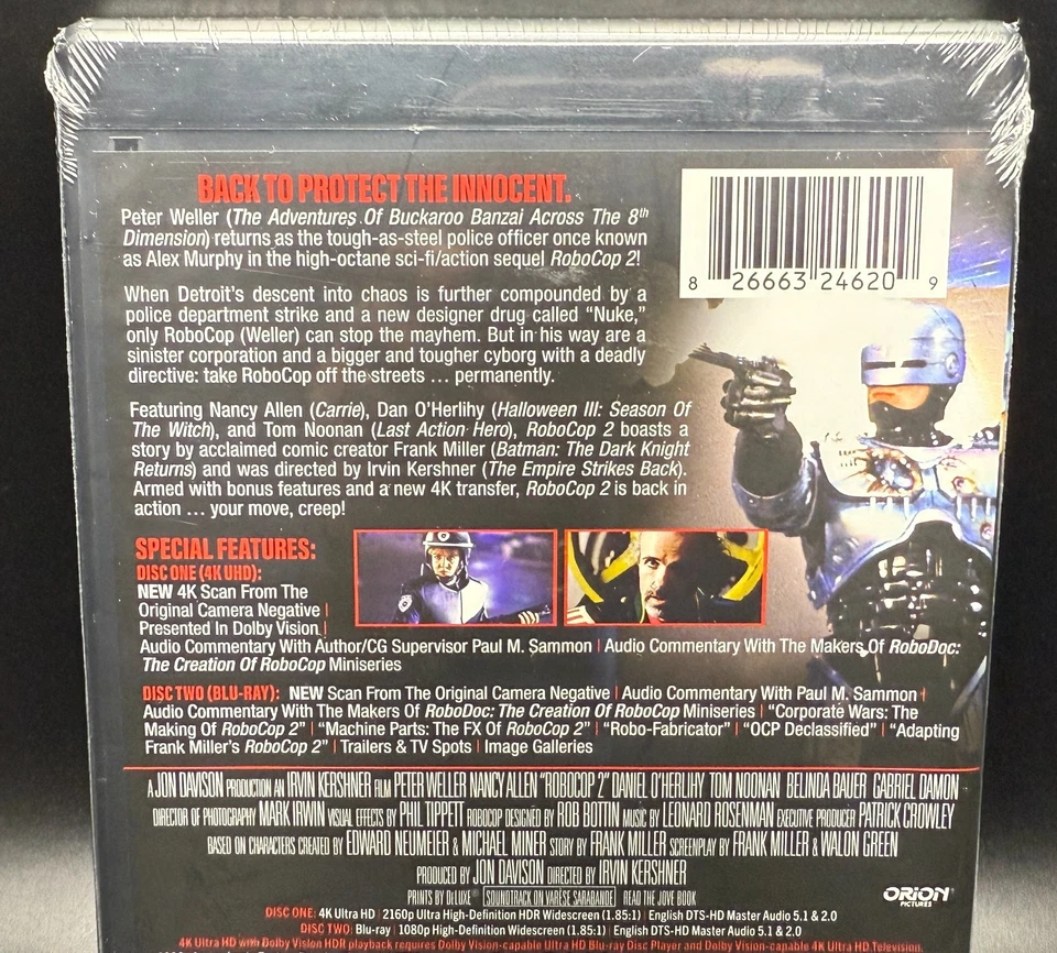 ROBOCOP 2 SHOUT! FACTORY US EXCLUSIVE DOLBY VISION 4K UHD BLU-RAY *SEALED* - Image 3 of 4