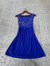 Vintage Y2k Semi Formal Dress Sequin Blue Stretchy City Girl Flowy Fairy Whimsy