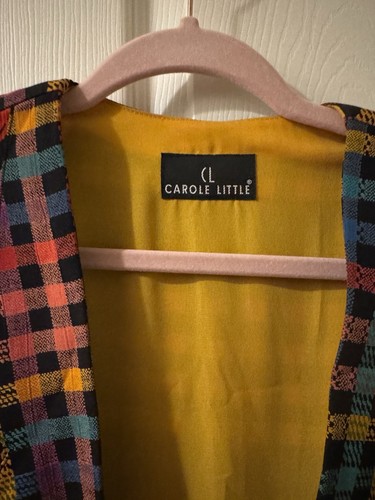 Carole Little WILD L XL Vintage Rayon Plaid Blazer Jacket Art-to-Wear - Picture 3 of 4