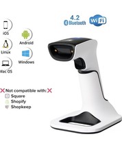 1D/2D Wireless Bluetooth Barcode Scanner: 3-in-1 with stand, USB QR Code Reader