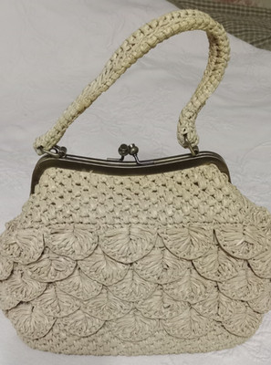 Patricia Nash LAUREANA Scalloped Ruffles crochet Raffia Frame kisslock Purse Bag