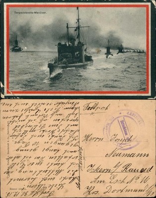 Ansichtskarte Schiff Kriegsschiff  Torpedoboots-Manöver 1916    Marine Feldpost