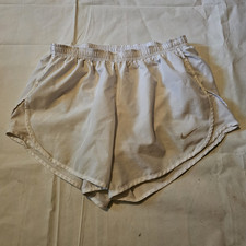 Nike Dri-FIT Girls Running Athletic Shorts Beige Solid Mesh Polyester S