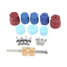 17Pcs Air Conditioning Valve Core Kit Schrader Valve Cores Accessories A/C R12 