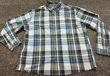 Eddie Bauer Mens Button Down Shirt Size 2XL XXL Plaid Short Sleeve Cotton Blend
