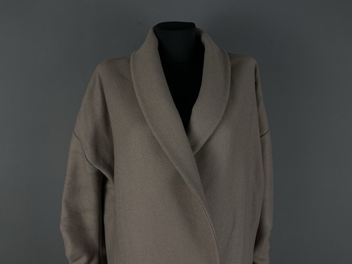 AllSaints Kenzie Ruche Mantel Damen Wolle Beige Größe S - Bild 2 von 14