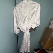 David's Bridal White Satin Bride Robe