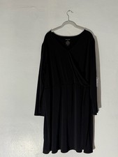 Nine West | Women’s Faux Wrap Dress | 3X | Black | Long Sleeve Stretch Knit | Fl