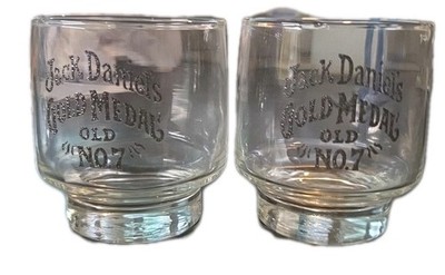 2x Jack Daniels Whiskey Rocks Glass 1904 Gold Medal Old No 7