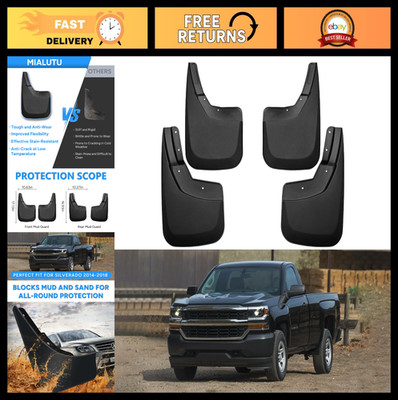 All-Weather Mud Flaps for 2014-2018 Silverado 1500 - No-Drill Splash Guards (Set