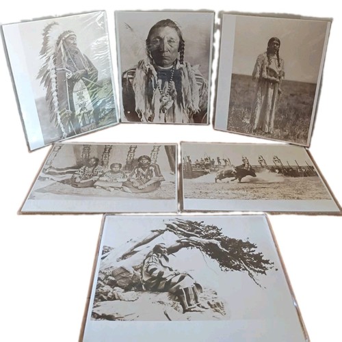 6 Black/White 8x10 Historic Native American Indian Hand Printed Photographs VTG