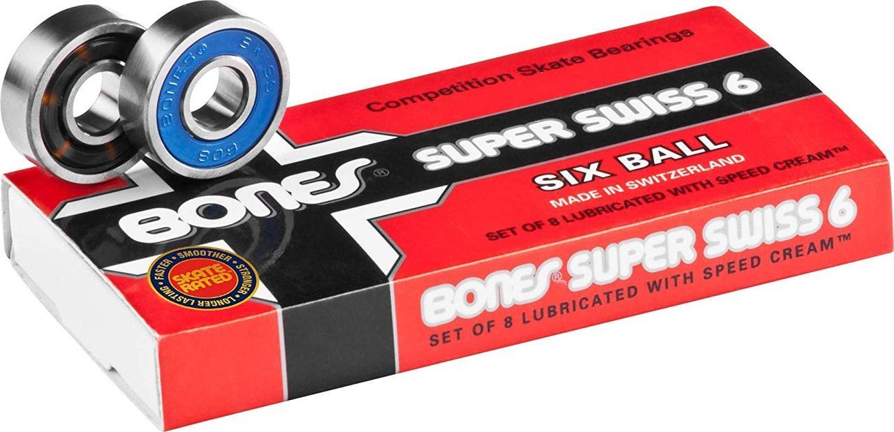 Bones Super Swiss 6 Skateboard Bearings  8mm (8 Pack)