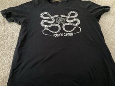 Roberto Cavalli Vintage Logo Two Snakes Black T Shirt Medium