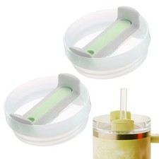 2Pcs Tumblers Lids Replacement, Gray/Green, Milk White Main Body