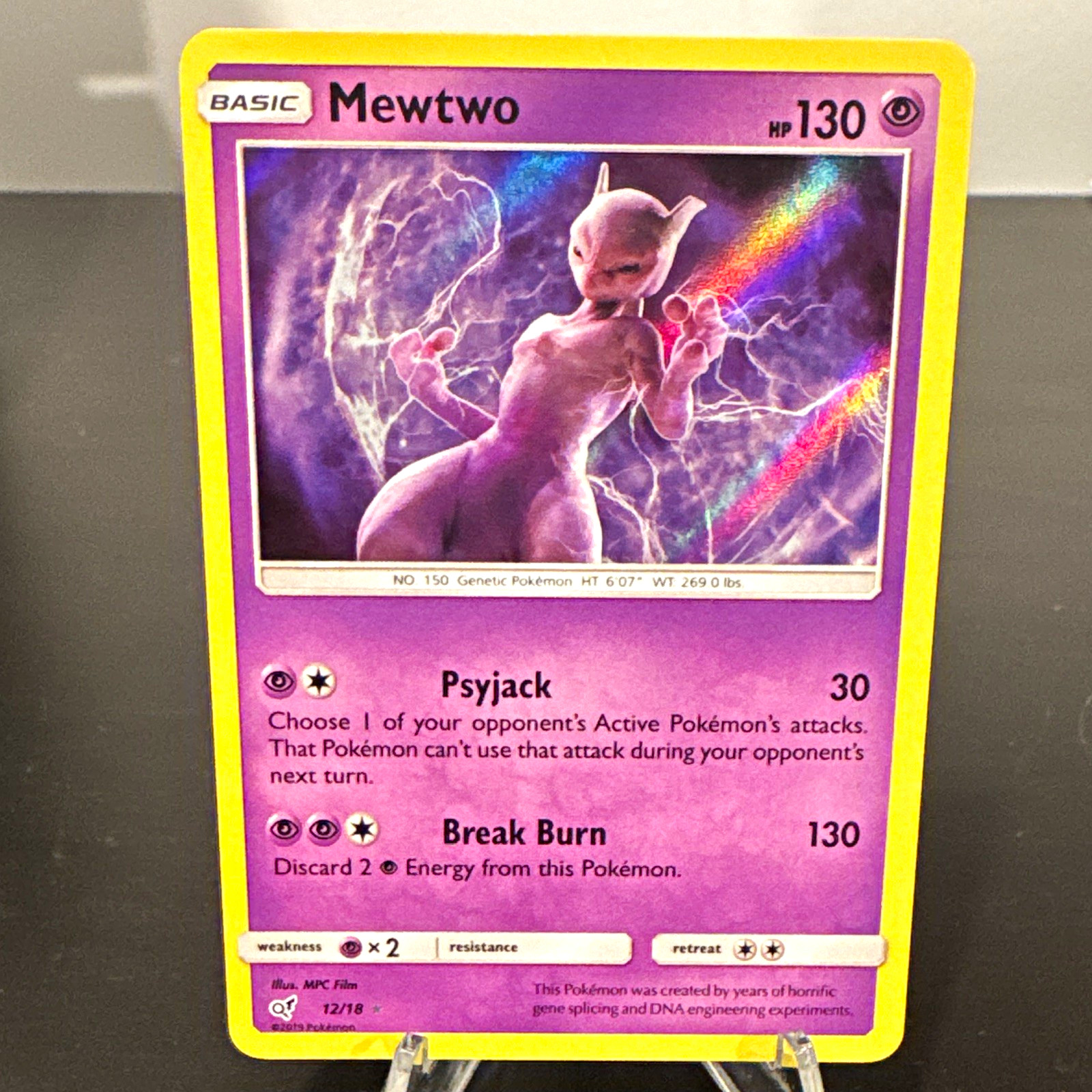 Pokemon TCG Detective Pikachu Mewtwo 12/18 Holo Rare EN 130HP