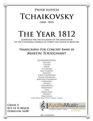 Tchaikovsky - 1812 Overture, arr. Martin Tousignant (Score and Parts)