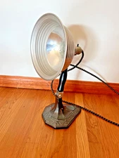 Vintage Black Cast Iron Table Lamp and Hand Lamp