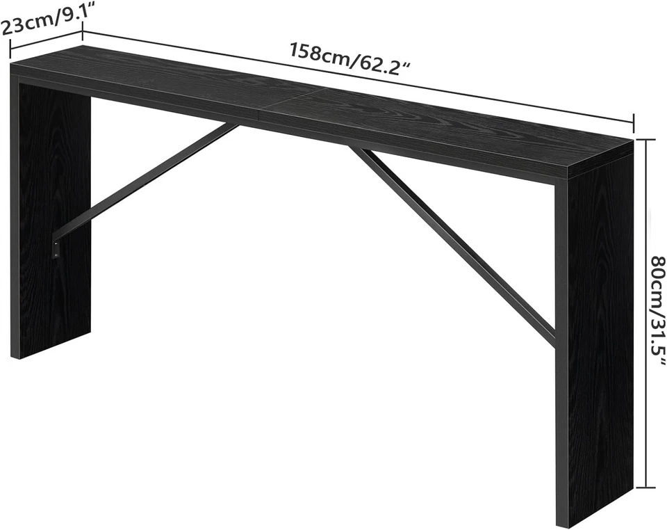 Console Table, 62.2" Long Sofa Table behind Couch, Narrow Entryway Table, Farmho - Image 4 of 4