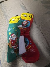 Foozys Adult Green/red Christmas Socks Size 10-13 Casual Comfort Santa NWT