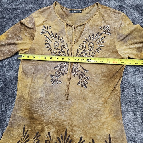 Vintage Bell Sleeve Whimsigoth Fairycore Y2K Top Semi Sheer Small Mesh L.A. Move - Picture 10 of 13