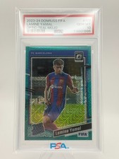 2023-24 Panini Donruss FIFA #177 Lamine Yamal - Optic Teal Mojo /49 (RC) PSA 10