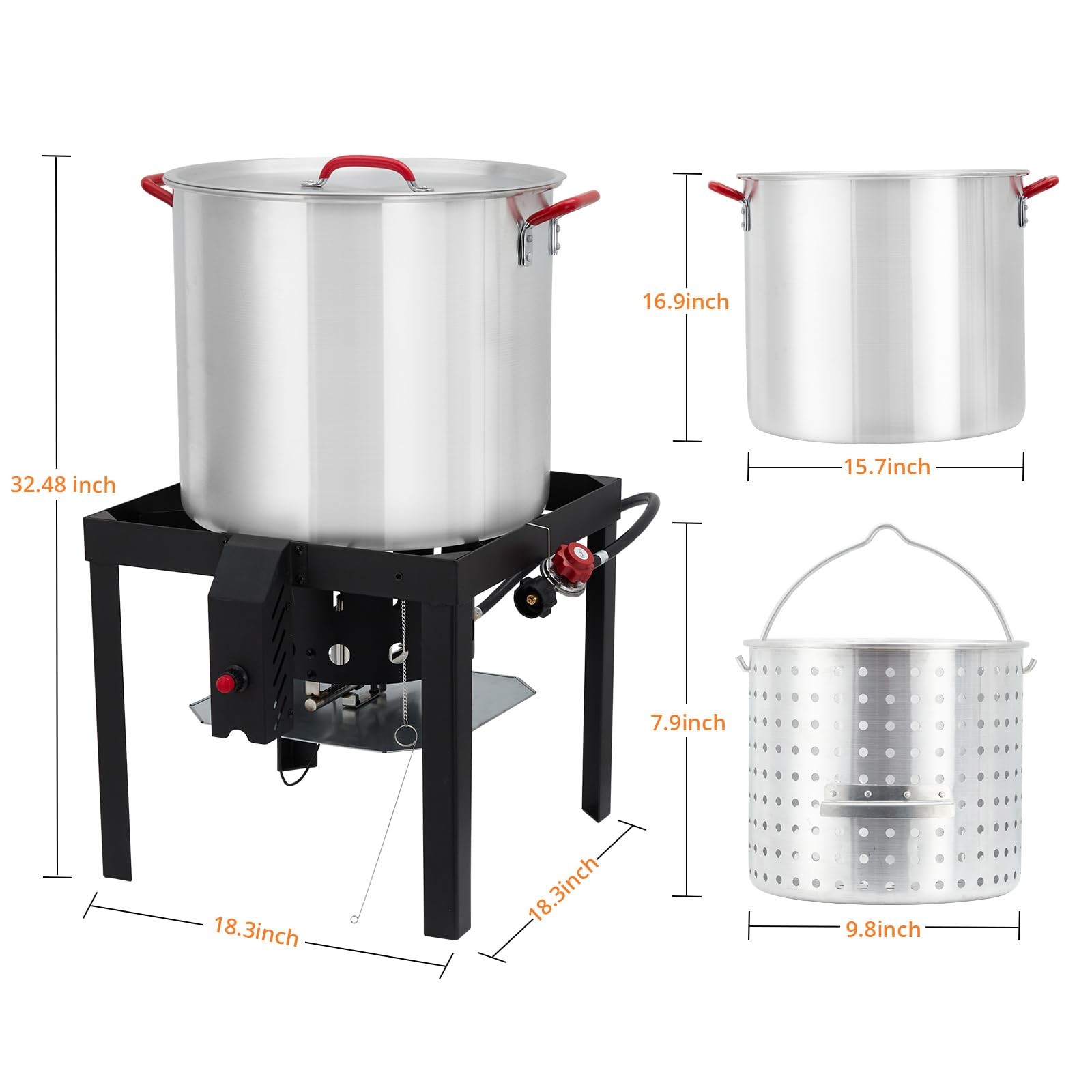 Outdoor Fryer - 60 Qt Seafood Boil Pot with Basket & Burner, Fish Fryer Steam...