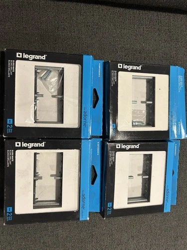 LOT OF 4 PCS LEGRAND ADORNE AWP2GWHW10 2 GANG WALL PLATES - GLOSS WHITE FINISH