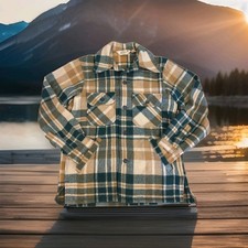 Woolrich Mens Wool Plaid Flannel Shirt Chore Jacket Sz M Vintage 70s Style 23011
