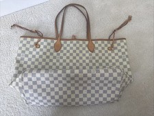 Louis Vuitton Neverfull MM Tote Damier Azur Canvas Shoulder Bag Authentic LV