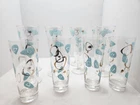 Lot of 12 - Federal VTG Atomic Amoeba Boomerang MCM  Glasses Turquoise & Gold