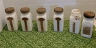 6 Vintage Griffith White Milk Glass Spice Jars With Lids Art Deco