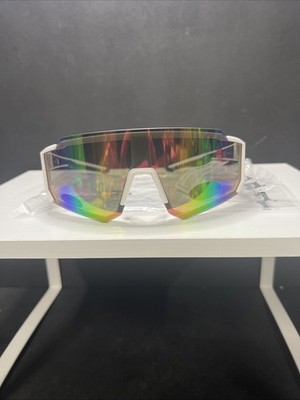 Pugs Active Sport A8 Sunglasses w/ White Frame & Rainbow Colored Lenses New