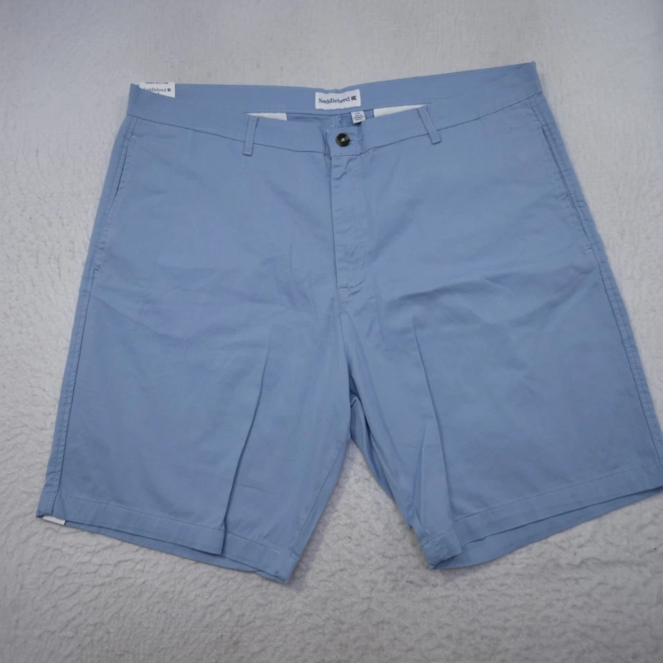 Pantalones Cortos Chinos Saddlebred Comfort Flex Azul Frente Plano Para Hombre Talla 40 x 9" NUEVO Foto 2 de 4