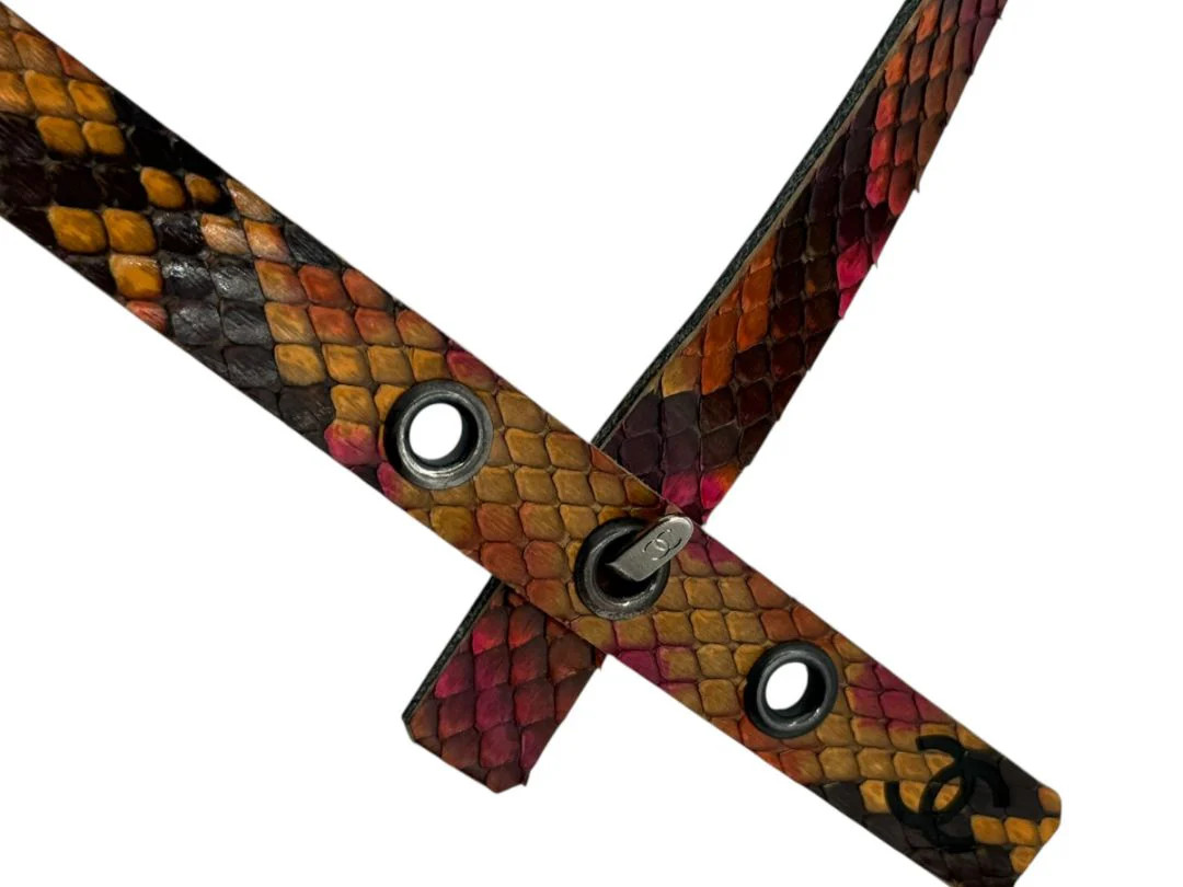 Chanel Multicolor Python Skinny Belt – Size 85/34 - image 5