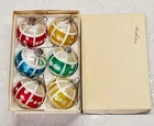 Vintage glass Christmas Ornament Ball Set 6 pcs in Box - Germany