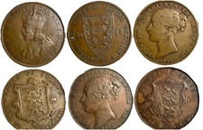 Jersey Lot Of Three Copper Coins 