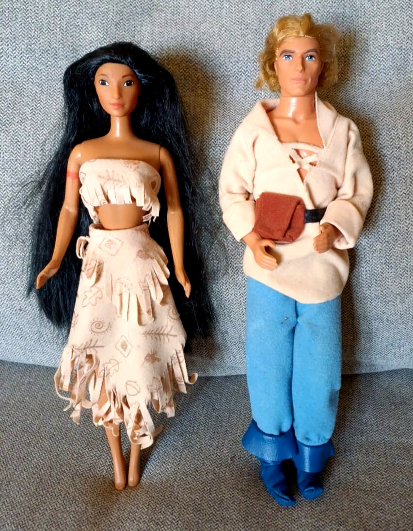 Pocahontas & John Smith Spirit of Love Bambole Disney 1995 vintage Doll