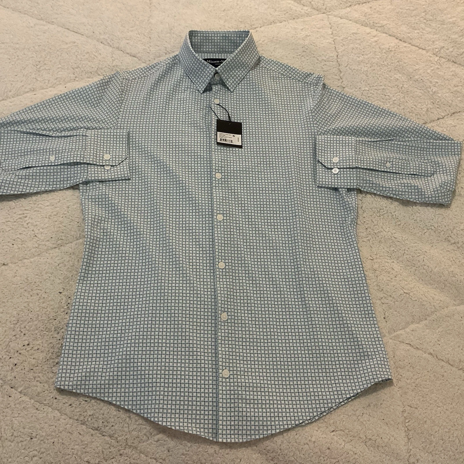 NWT Mizzen Main Leeward Shirt Mens S Trim Fit Steel Blue Tonal Texture