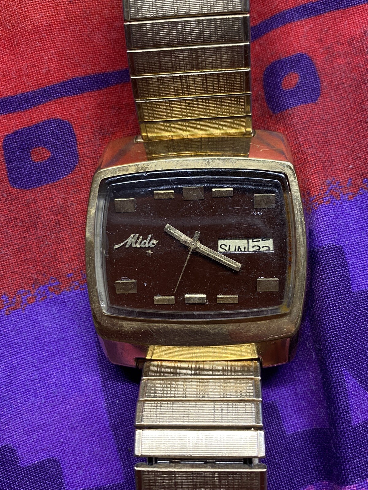 70s MIDO MultiStar Day Date Automatic Rectangle W… - image 1