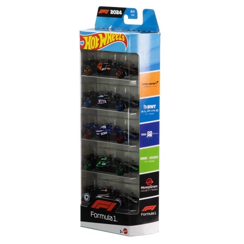 HOT WHEELS 5 PACK - FORMULA 1 2024 McLAREN ALPINE RED BULL SAUBER HAAS (PRESALE)