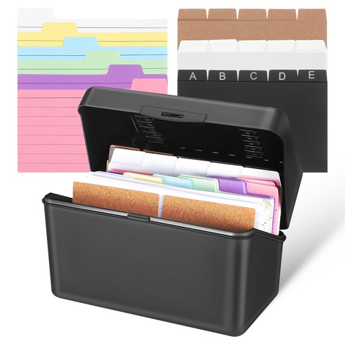 Desktop Storage Box Index Card Holder with Dividers Organizer Case