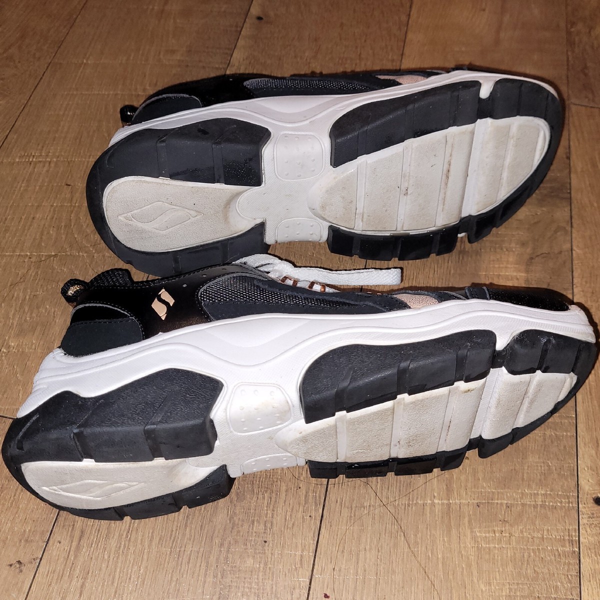 Skechers Air Cooled Memory Foam Sneakers Sn 74238 Black Rose Gold