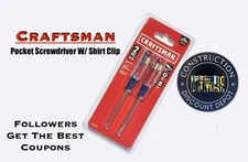 Craftsman Phillips and Slotted Small Pocket Screwdriver Set With Shirt Clip