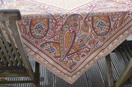 Tablecloth jacquard terracotta 145x145 cm tapestry type paisley France Provence - Picture 3 of 7