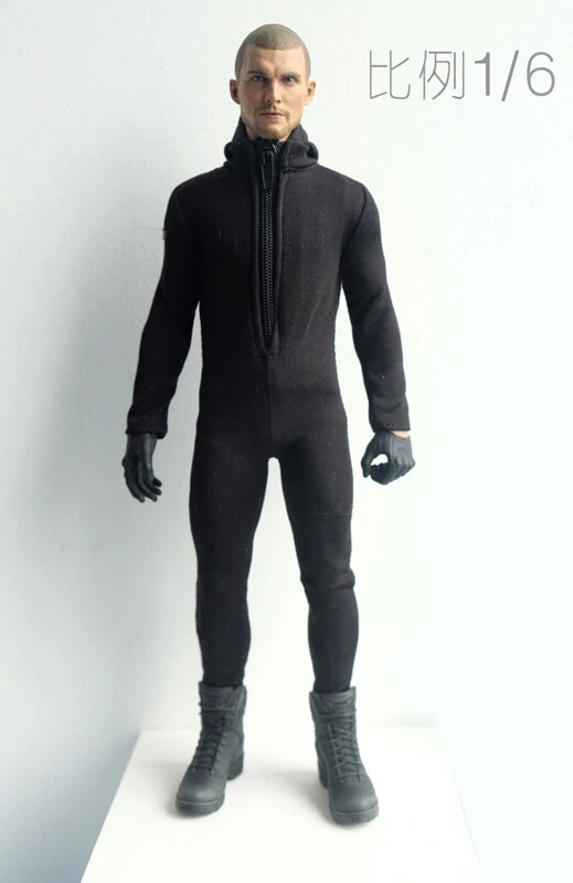 D4-2 1/6 Scale Black Jumpsuit Clothing Model For 12" Male Figure Doll Toys - Image 2 of 3