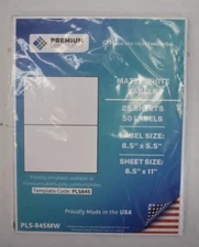 Premium Label Supply Matte White Adhesive Labels 8.5" x 5.5" 50 Pack PLS845
