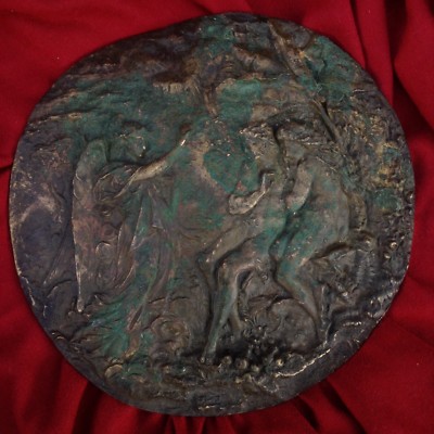 Antique Bronze Plaque Eden Paradise Bible Lion Horse Eve Adam God Paris ...