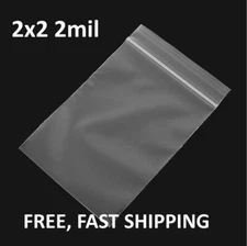 2"x 2" CLEAR 2 MIL ZIP SEAL BAGS POLY PLASTIC RECLOSABLE LOCK MINI SMALL BAGGIES
